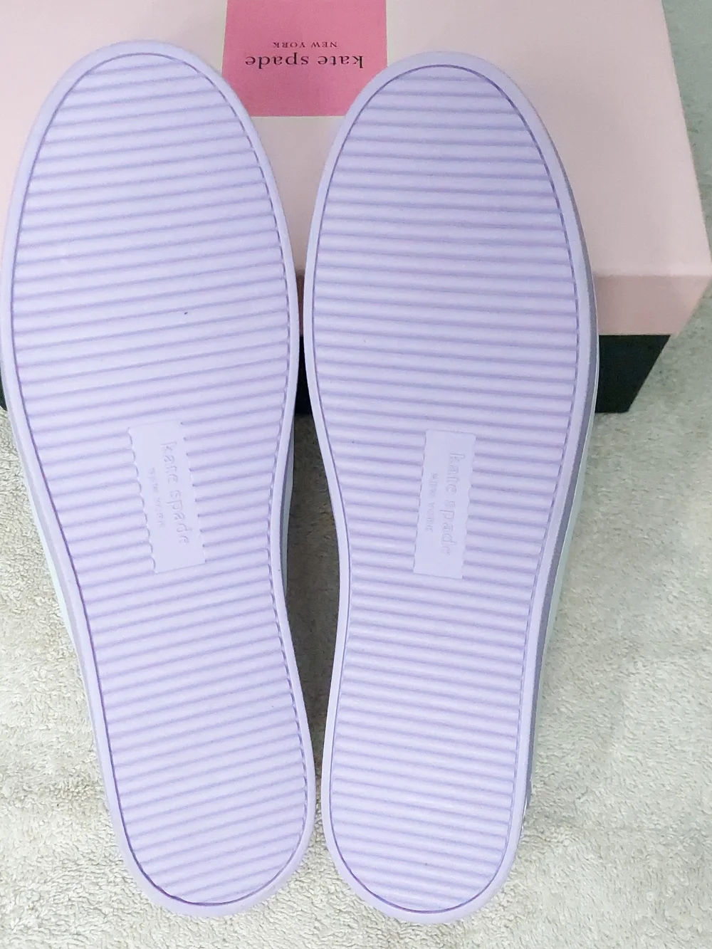 Kate Spade NY White & Lavender Loafer Sneakers Womens Size 9.5 NWT Preppy Office